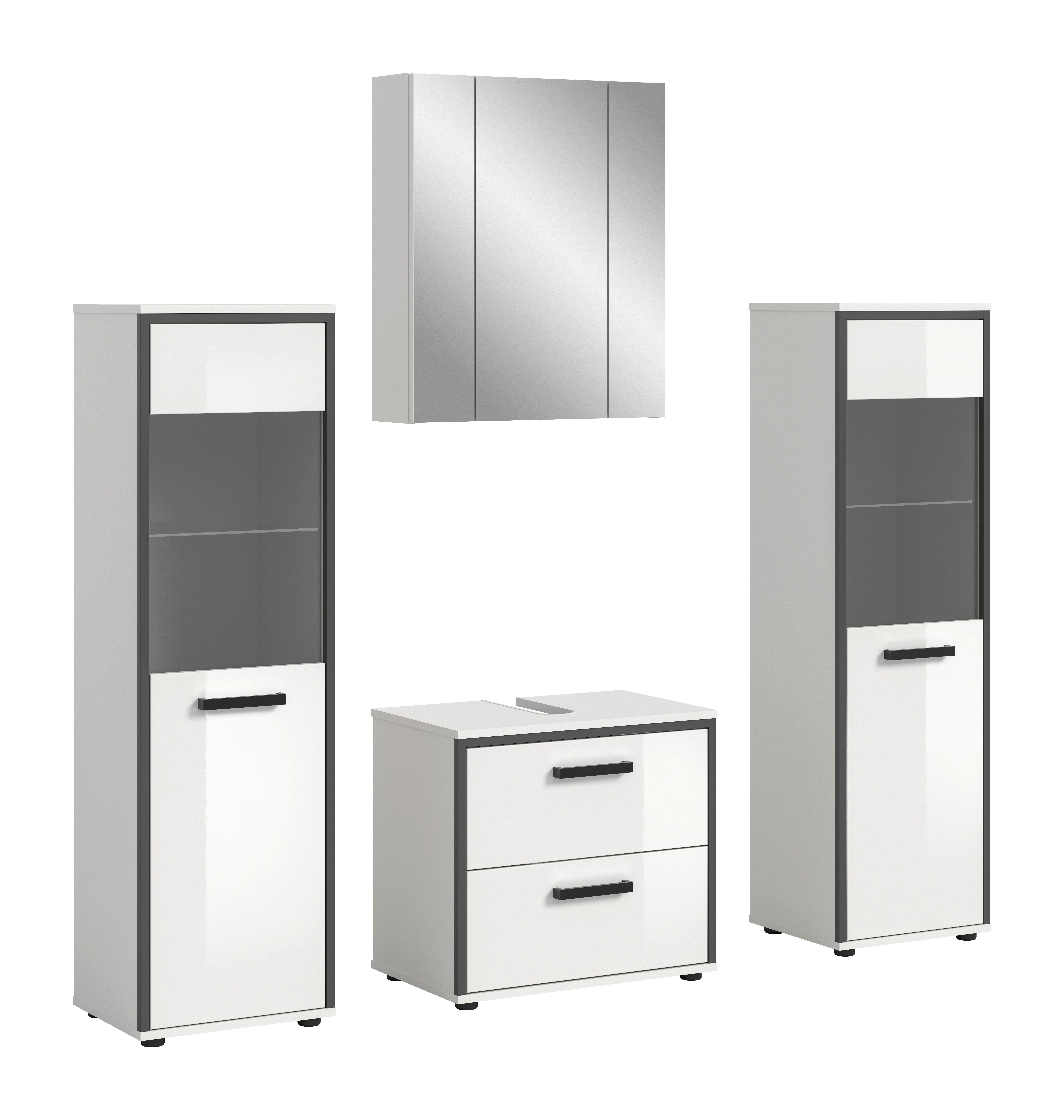 Badblock KOJAK weiß Hochglanz anthrazit grau B/H/T: ca. 171x188x37 cm KOJAK - weiß/anthrazit (171,00/188,00/37,00cm) - xonox.home