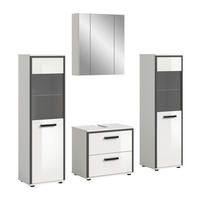 Badblock KOJAK weiß Hochglanz anthrazit grau B/H/T: ca. 171x188x37 cm KOJAK - weiß/anthrazit (171,00/188,00/37,00cm) - xonox.home