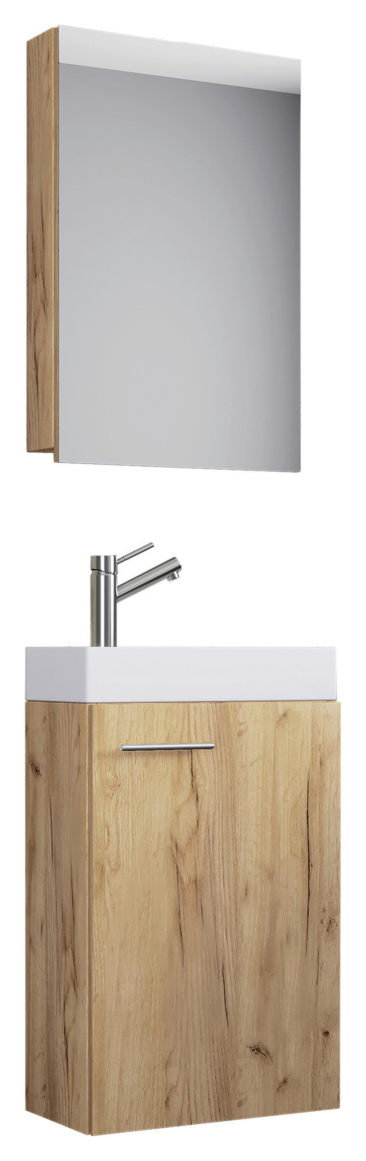 Waschplatz 3tlg-Slito Eiche Honig Nachbildung weiß B/H/T: ca. 41x130x22 cm 3tlg-Slito - Eiche/weiß (41,00/130,00/22,00cm) - VCM Möbel