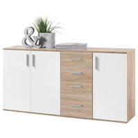 Kommode Bobby 3 B/H/T: ca. 160x82x35 cm Bobby 3 - Eiche/weiß (160,00/82,00/35,00cm)