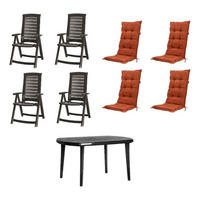 JARDIN,MADISON Gartensitzgruppe + Auflagen Aruba Graphit Kunststoff B/H/L: ca. 90x110x137 cm Aruba - terra/Graphit (137,00/90,00/110,00cm) - JARDIN,MADISON