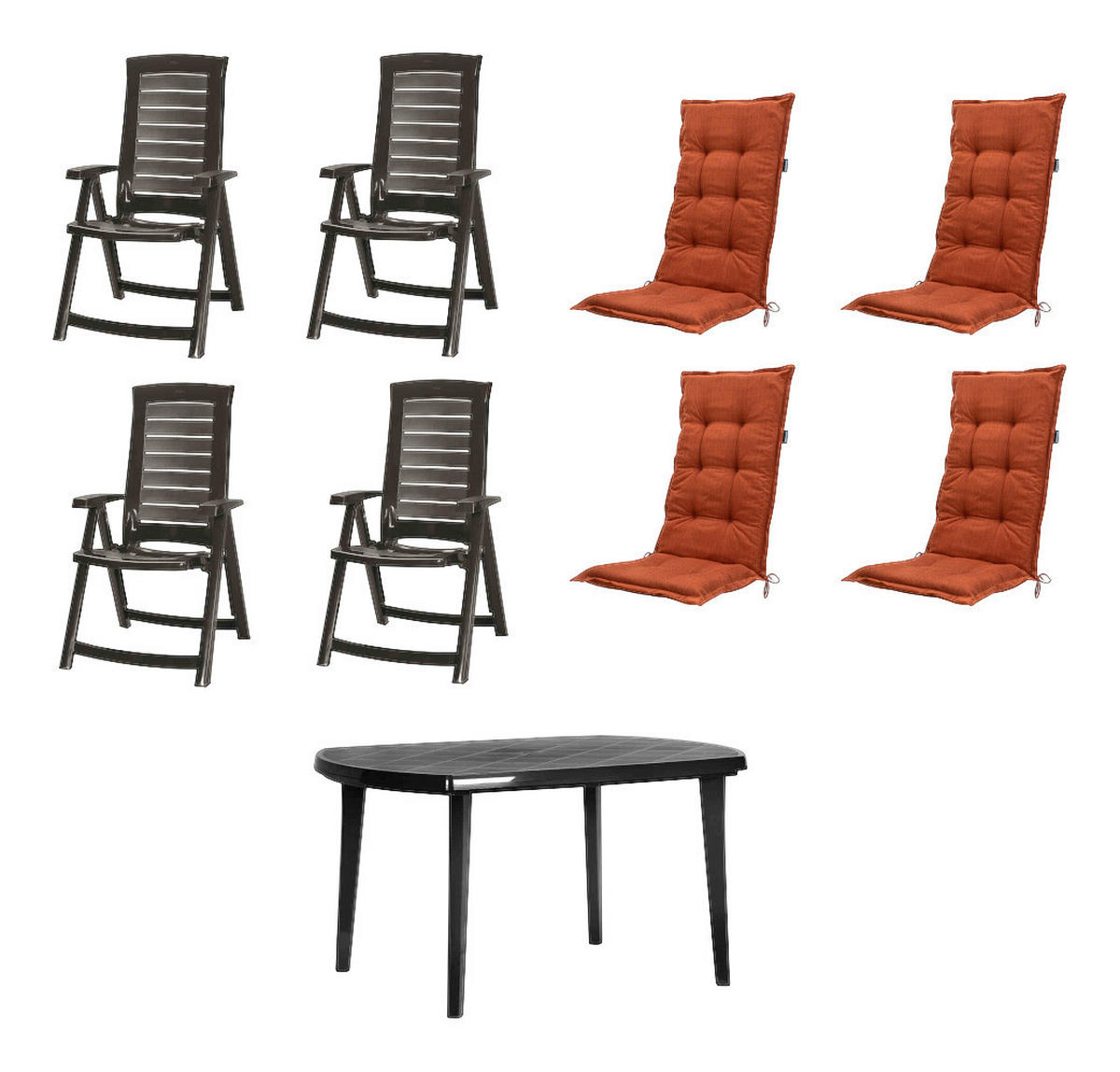 JARDIN,MADISON Gartensitzgruppe + Auflagen Aruba Graphit Kunststoff B/H/L: ca. 90x110x137 cm Aruba - terra/Graphit (137,00/90,00/110,00cm) - JARDIN,MADISON