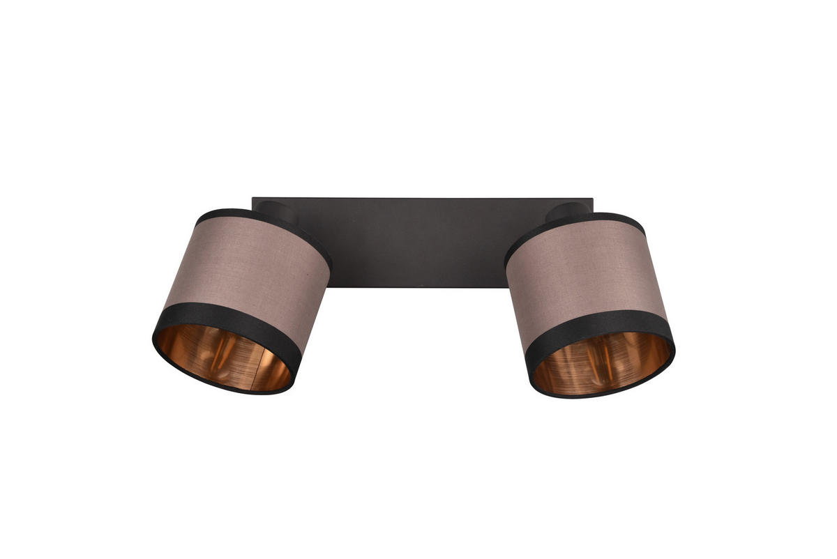Reality Spotbalken R81552041 Davos taupe schwarz Metall Stoff B/H/T/D: ca. 38x21x16x12 cm E14 2 Brennstellen Davos - schwarz/taupe (38,00/21,00/16,00cm) - Reality