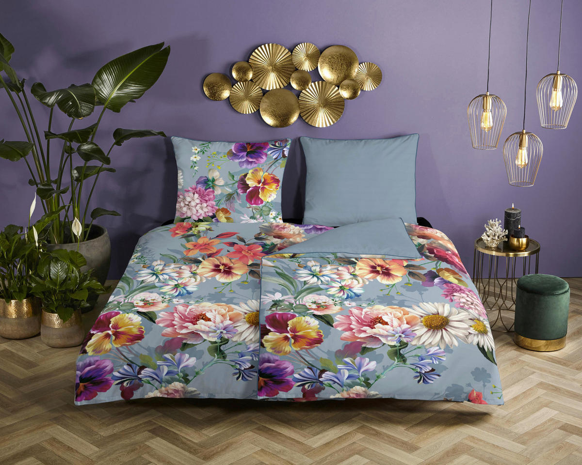 Baumwoll Bettwäsche Novara Satin Novara - grau (135,00/200,00cm) - Descanso
