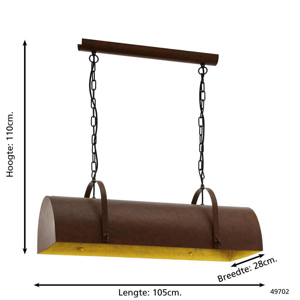 Eglo Pendelleuchte braun Metall B/H/L: ca. 28x110x105 cm E27 3 Brennstellen Deerhurst - braun (105,00/28,00/110,00cm) - Eglo