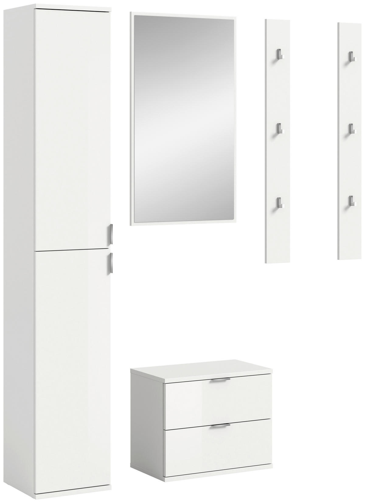 Garderobe PROJEKT X weiß weiß Hochglanz B/H/T: ca. 148x191x37 cm PROJEKT X - weiß (148,00/191,00/37,00cm) - xonox.home