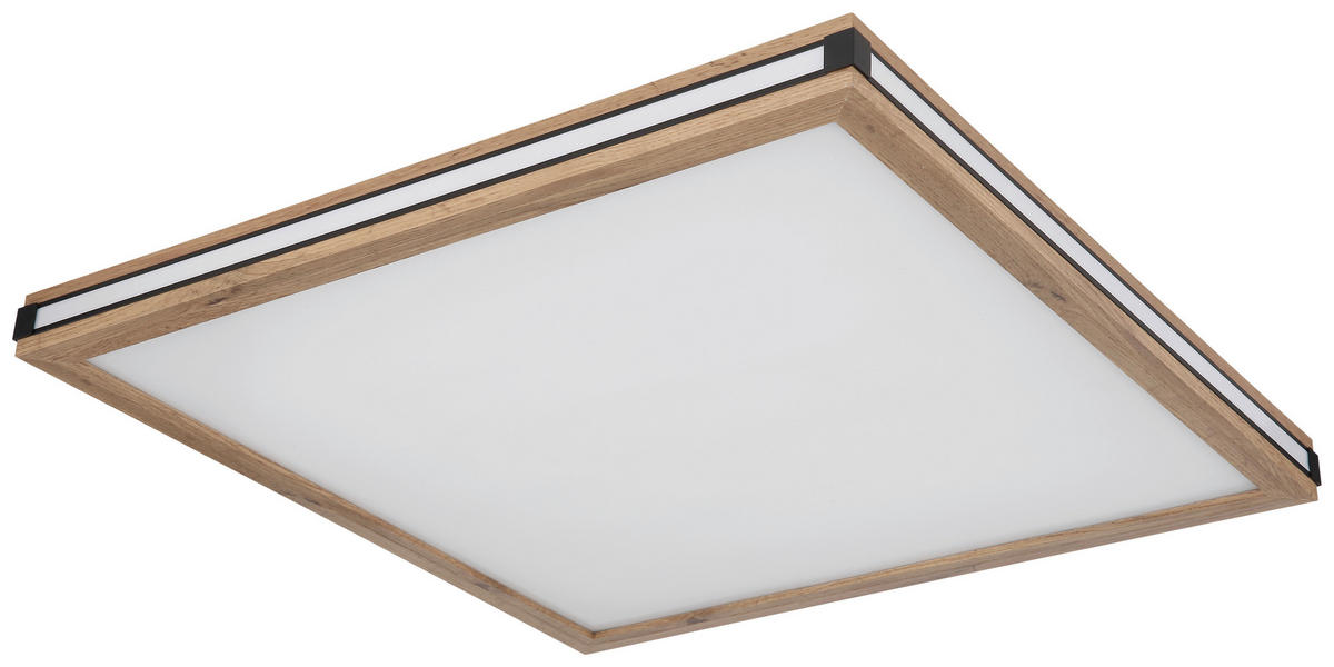 GLOBO LED-Deckenleuchte mattschwarz dunkelbraun weiß Kunststoff MDF Metall B/H/T: ca. 60x7,5x60 cm CARLA - dunkelbraun/weiß (60,00/7,50/60,00cm) - GLOBO