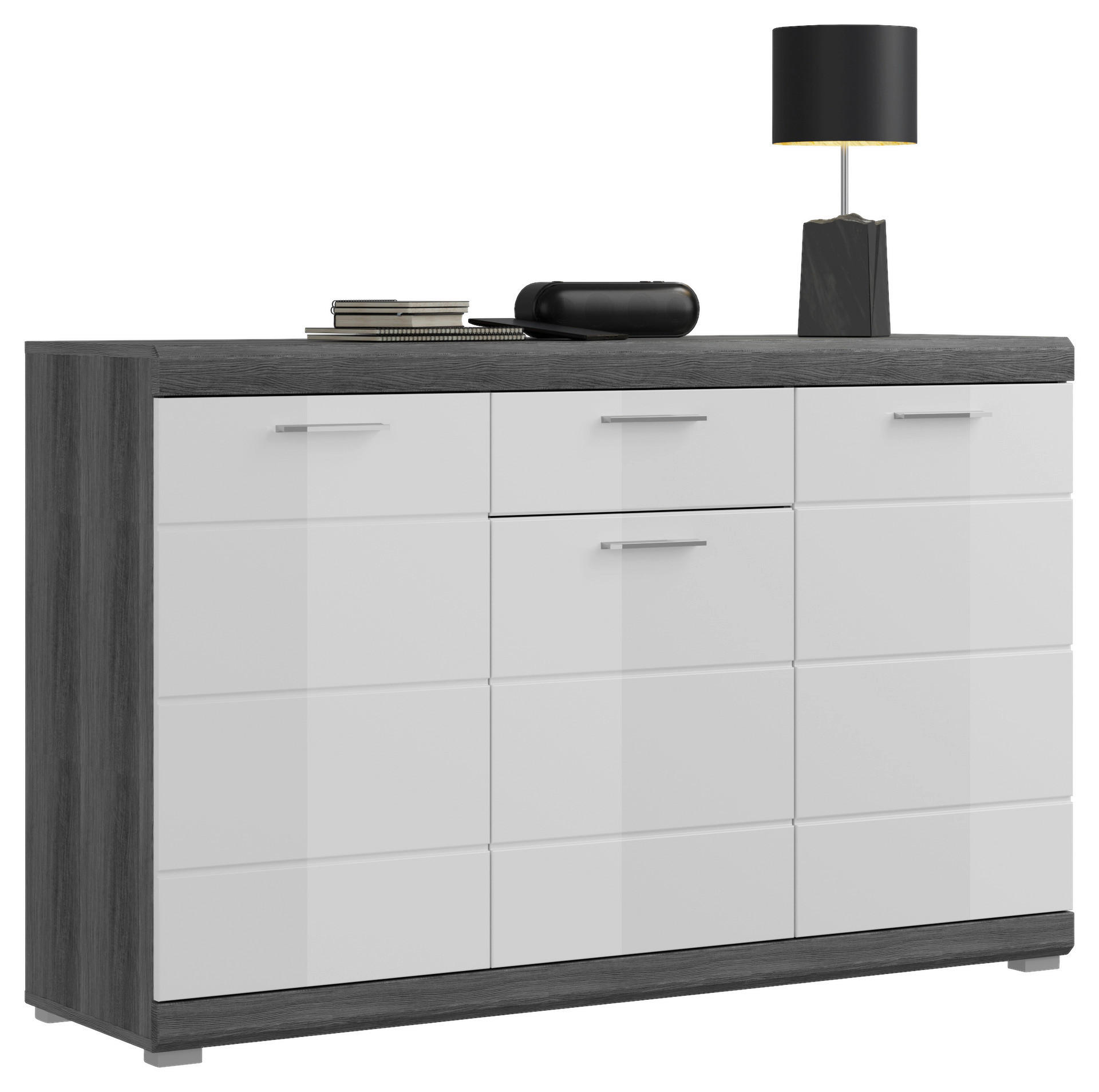 Sideboard Scout Rauchsilber Nachbildung weiß Hochglanz B/H/T: ca. 141x88x40 cm Scout - weiß (141,00/88,00/40,00cm)