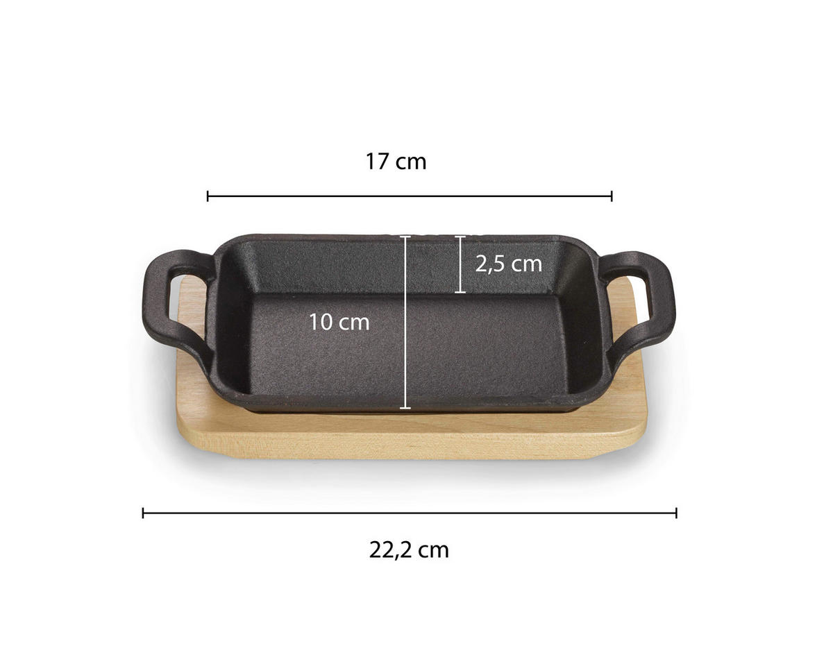 ECHTWERK Servierpfanne schwarz Eisen B/H/L: ca. 10x4x20 cm Servierpfanne_4tlg. rechteckig - schwarz (20,00/10,00/4,00cm) - ECHTWERK