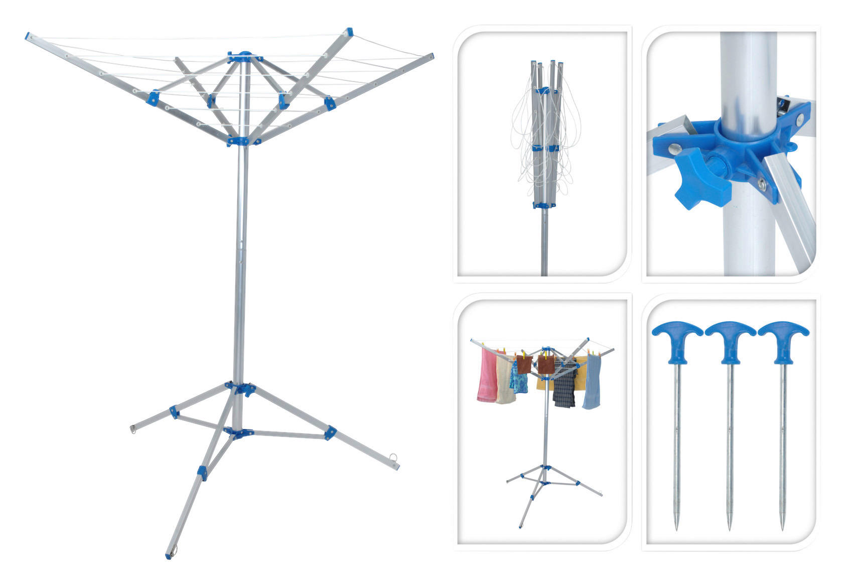Wäschespinne blau Wäschespinne - blau/silber (13,00/79,00/25,00cm)