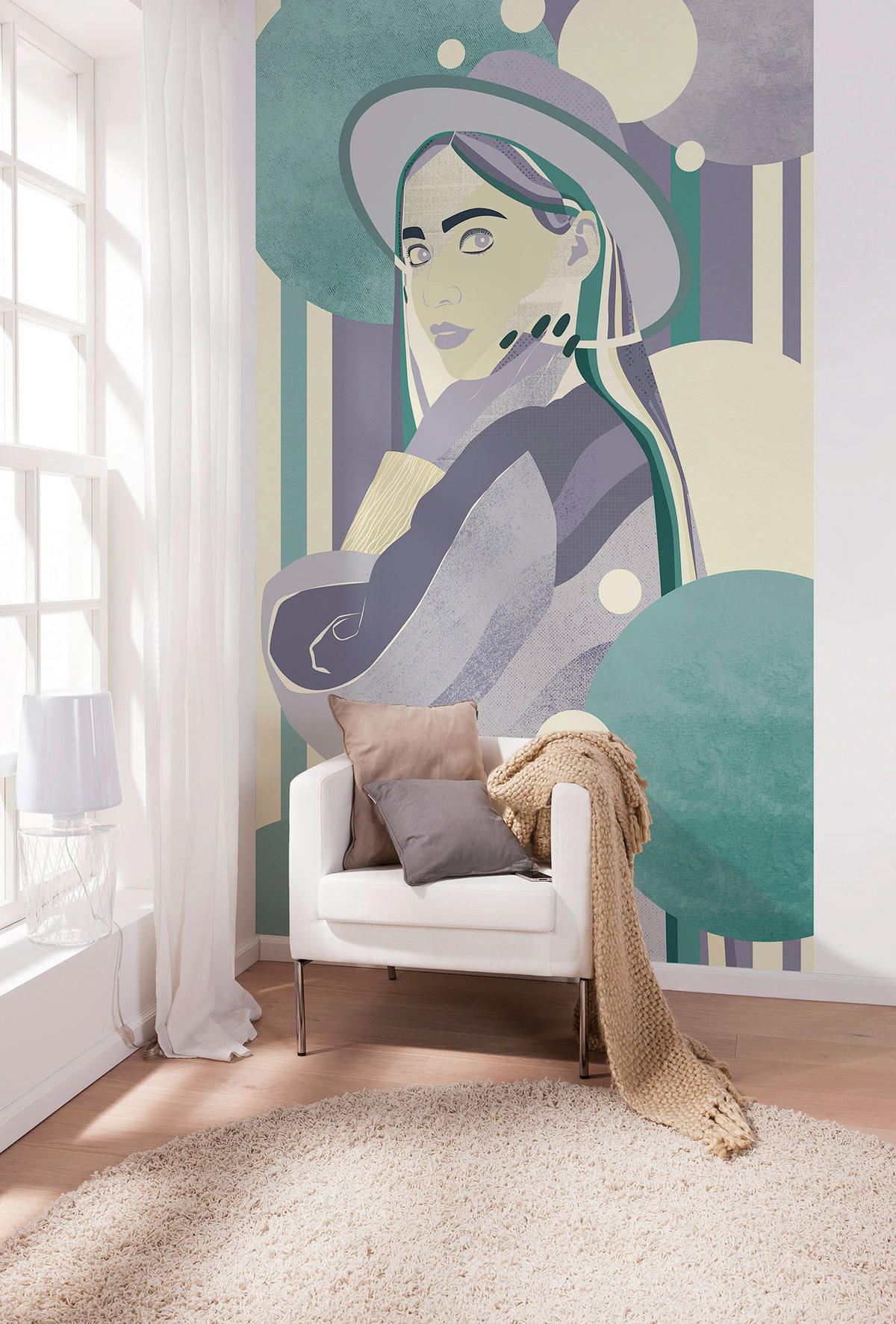 Komar Fototapete Woman Hat Colour B/L: ca. 150x250 cm Woman Hat Colour - (150,00/250,00cm) - Komar