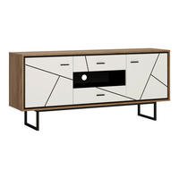 TV-Lowboard Brolo Eiche Cleveland Nachbildung weiß Hochglanz schwarz B/H/T: ca. 167x75x40 cm Brolo - Eiche/weiß (167,00/75,00/40,00cm)