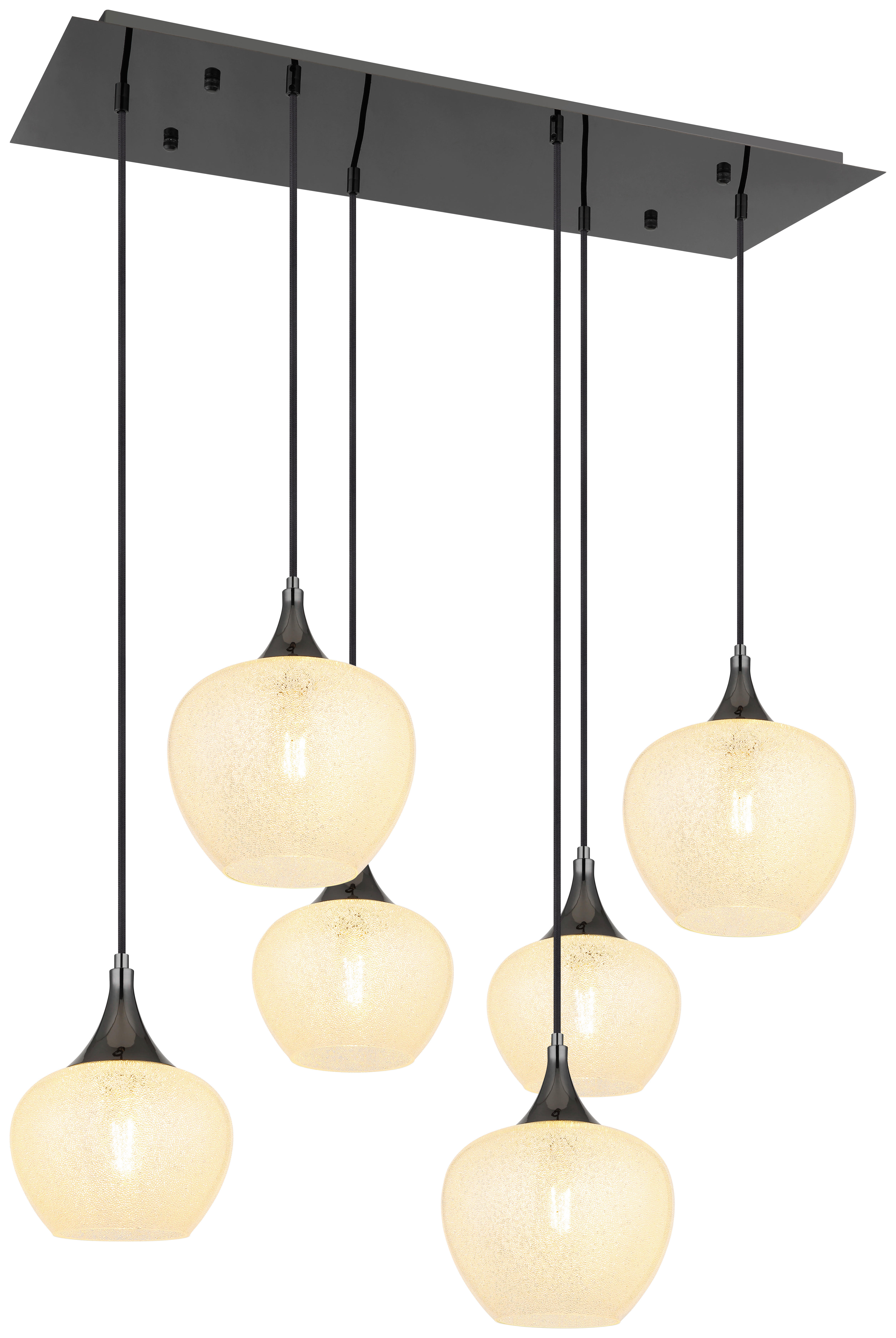 GLOBO Pendelleuchte MAXY 15548-6HK klar Chrom schwarz Metall Acryl B/H/L: ca. 42x120x86 cm E27 6 Brennstellen MAXY - klar/schwarz (86,00/42,00/120,00cm) - GLOBO