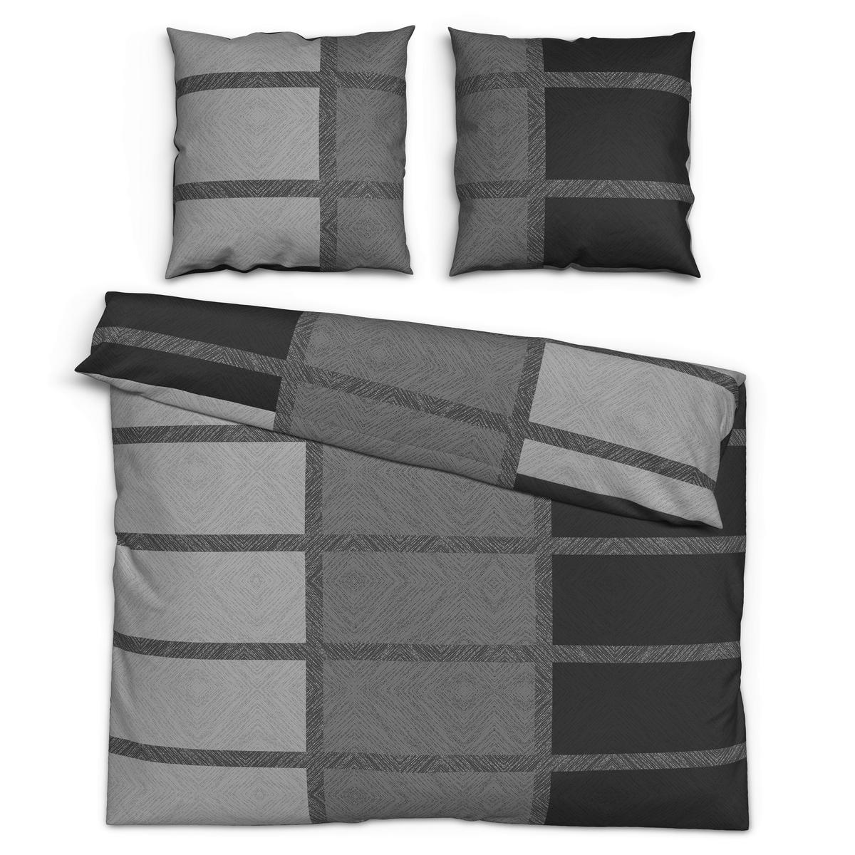 Baumwoll Bettwäsche Renforce Bettwäsche_Renforce_Benno 200x200 - schwarz/grau (200,00/200,00cm) - beau rêve