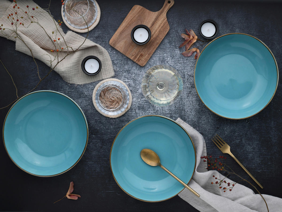 CreaTable Schüssel-Set Nature Collection Water blau Steinzeug Nature Collection Water - blau - CreaTable