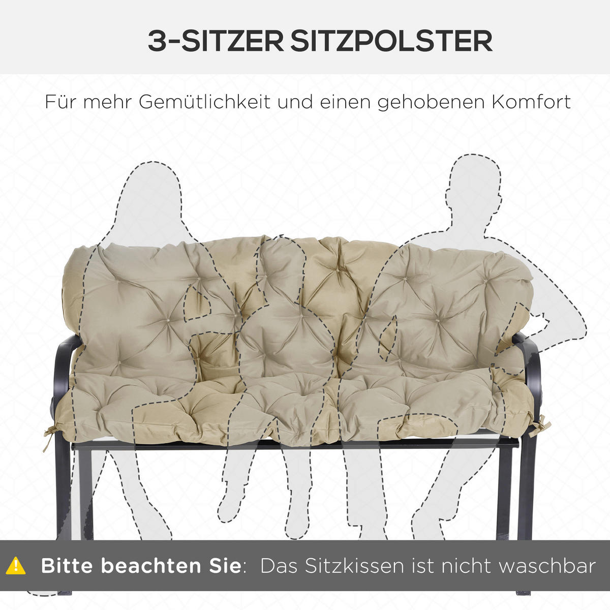 Outsunny Bankauflage khaki Schaumstoff B/H/L: ca. 98x8x150 cm Bankauflage - khaki (150,00/98,00/8,00cm) - Outsunny