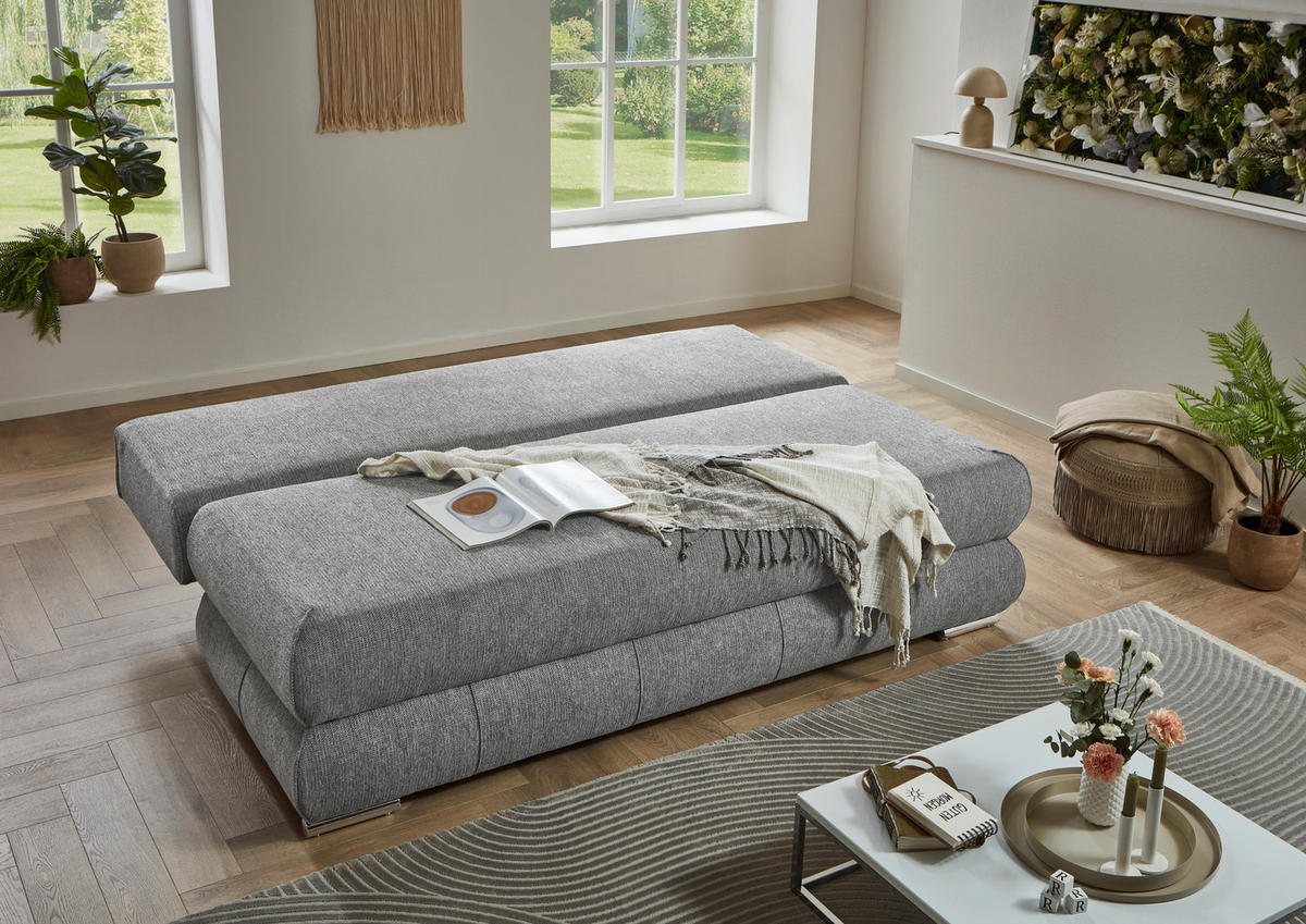 Schlafsofa Biel silber B/H/T: ca. 199x97x95 cm Biel - silber (199,00/97,00/95,00cm)