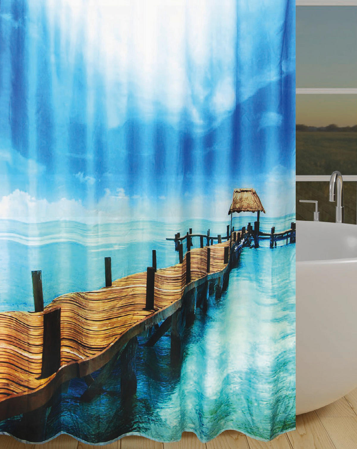 Duschvorhang Polyester B/L: ca. 180x200 cm Duschvorhang_Steg - (180,00/200,00cm) - Acus