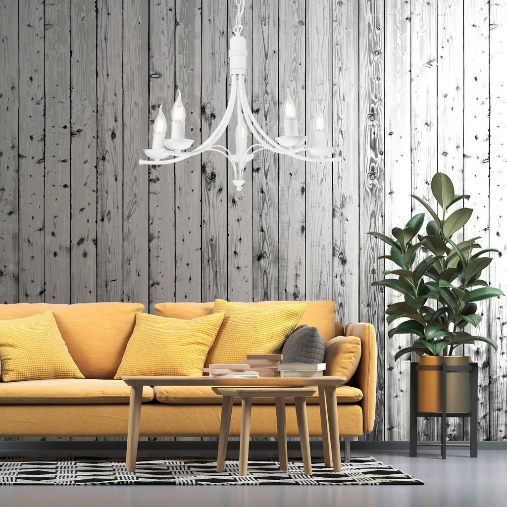Thumbnail - Lamkur Pendelleuchte LUCY 44163 weiß Stahl H/L: ca. 100x58 cm E14 5 Brennstellen