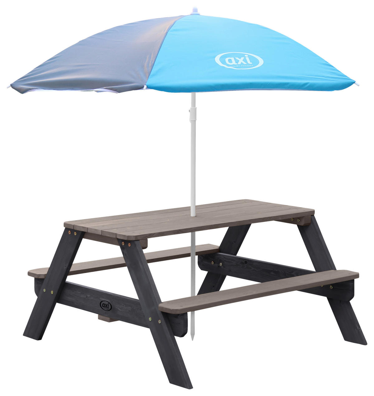 AXI Picknicktisch Nick anthrazit Holz B/H/L: ca. 98x49x95 cm Nick - blau/anthrazit (95,00/98,00/49,00cm) - AXI