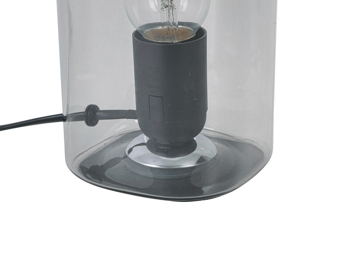 Nolo Tischleuchte Paige Rauch Glas B/H/L: ca. 9,5x20x9,5 cm E27 1 Brennstellen Paige - Rauch (9,50/9,50/20,00cm) - Nolo