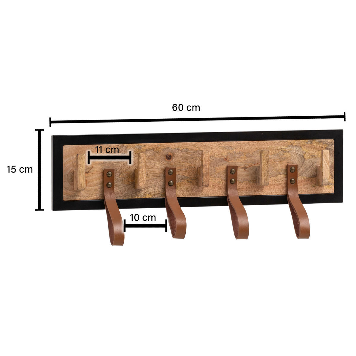 Wandgarderobe braun B/H/T: ca. 60x15x6 cm Wandgarderobe - braun (60,00/15,00/6,00cm) - Wohnling