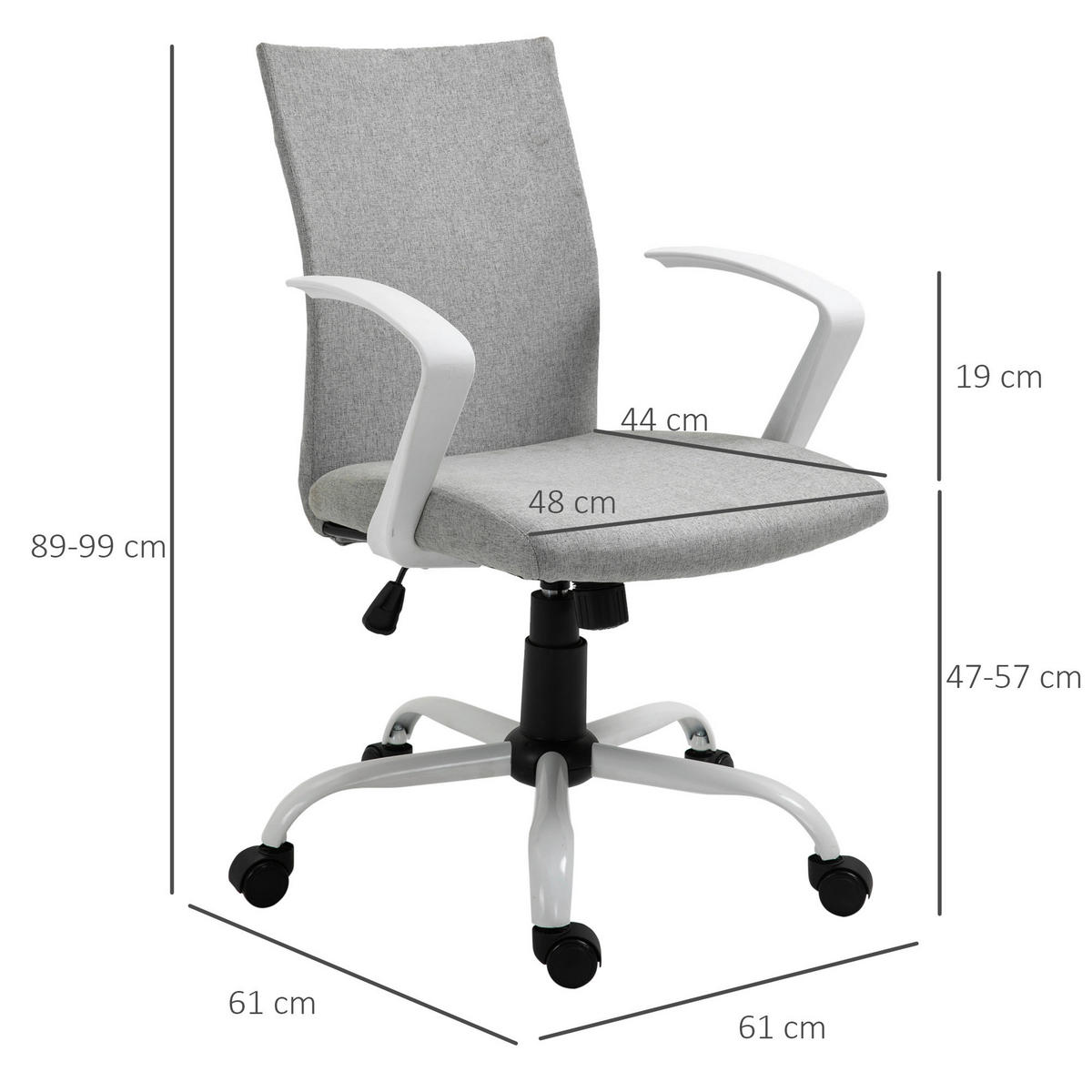 Drehstuhl 921-540LG grau 921-540LG - grau (61,00/89,00/61,00cm) - Vinsetto