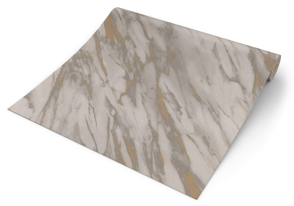 Rasch Papiertapete Marmoroptik grau gold B/L: ca. 53x1005 cm Papiertapete_200140 - gold/grau (53,00/1005,00cm) - Rasch