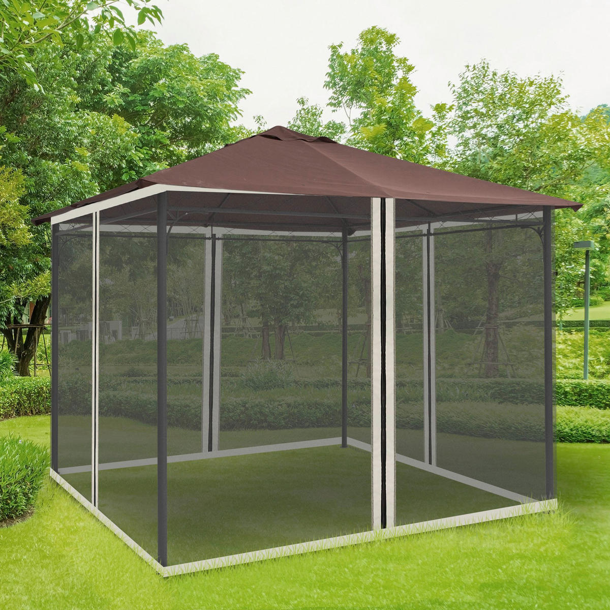 Outsunny Moskitonetz beige B/L: ca. 207x302 cm Moskitonetz - beige/schwarz (207,00/302,00cm) - Outsunny