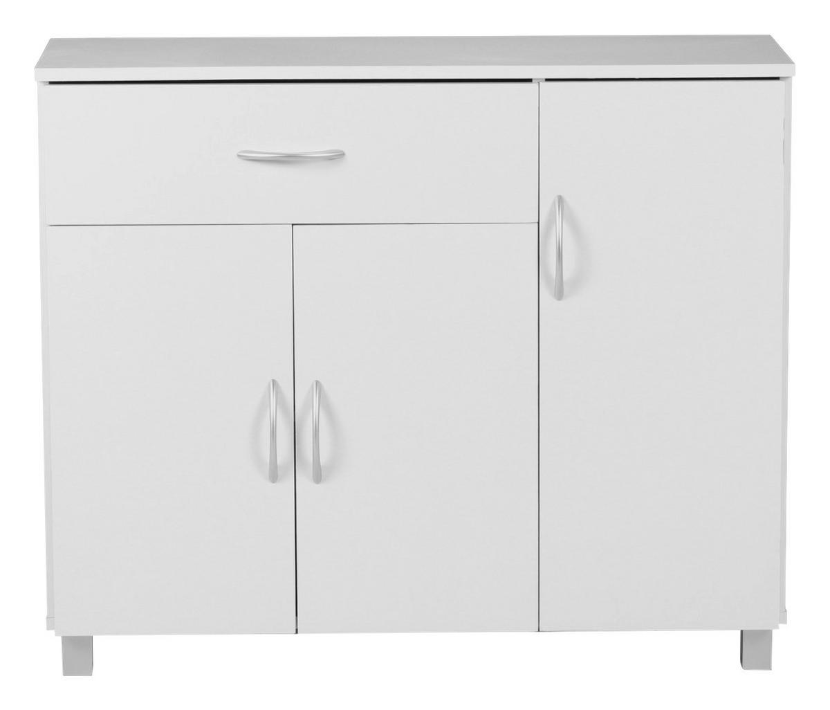 Sideboard weiß silber B/H/T: ca. 90x75x30 cm Sideboard - weiß/silber (90,00/75,00/30,00cm) - Wohnling
