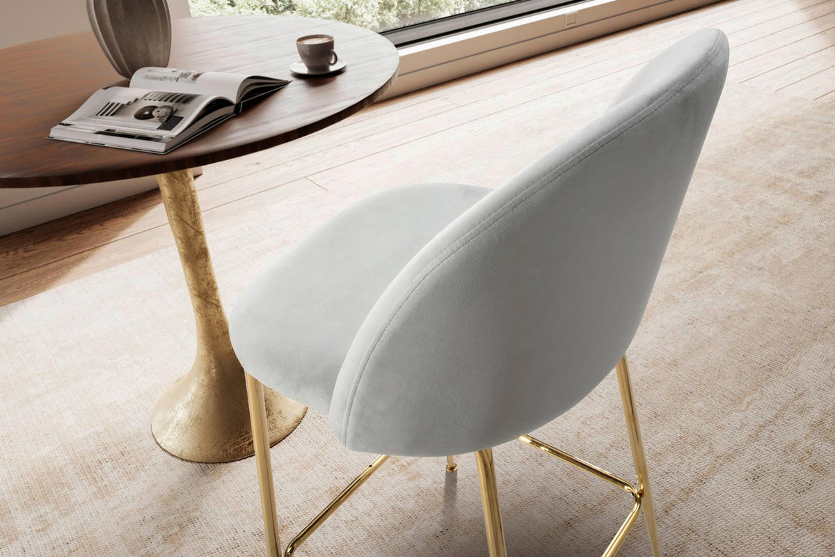Barhocker 2er Set grau Polyester B/H/T: ca. 50x102x50 cm 2er Set - grau (50,00/102,00/50,00cm) - Wohnling