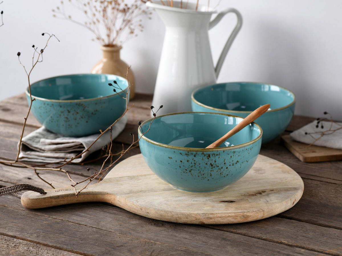 CreaTable Schüssel-Set Nature Collection Water blau Steinzeug Nature Collection Water - blau - CreaTable