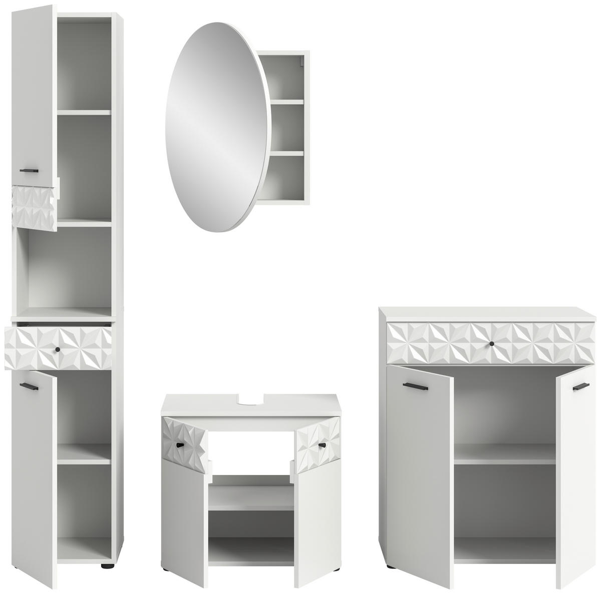 Badezimmer-Set Prisma weiß B/H/T: ca. 145x187x37 cm Prisma - weiß (145,00/187,00/37,00cm) - xonox.home