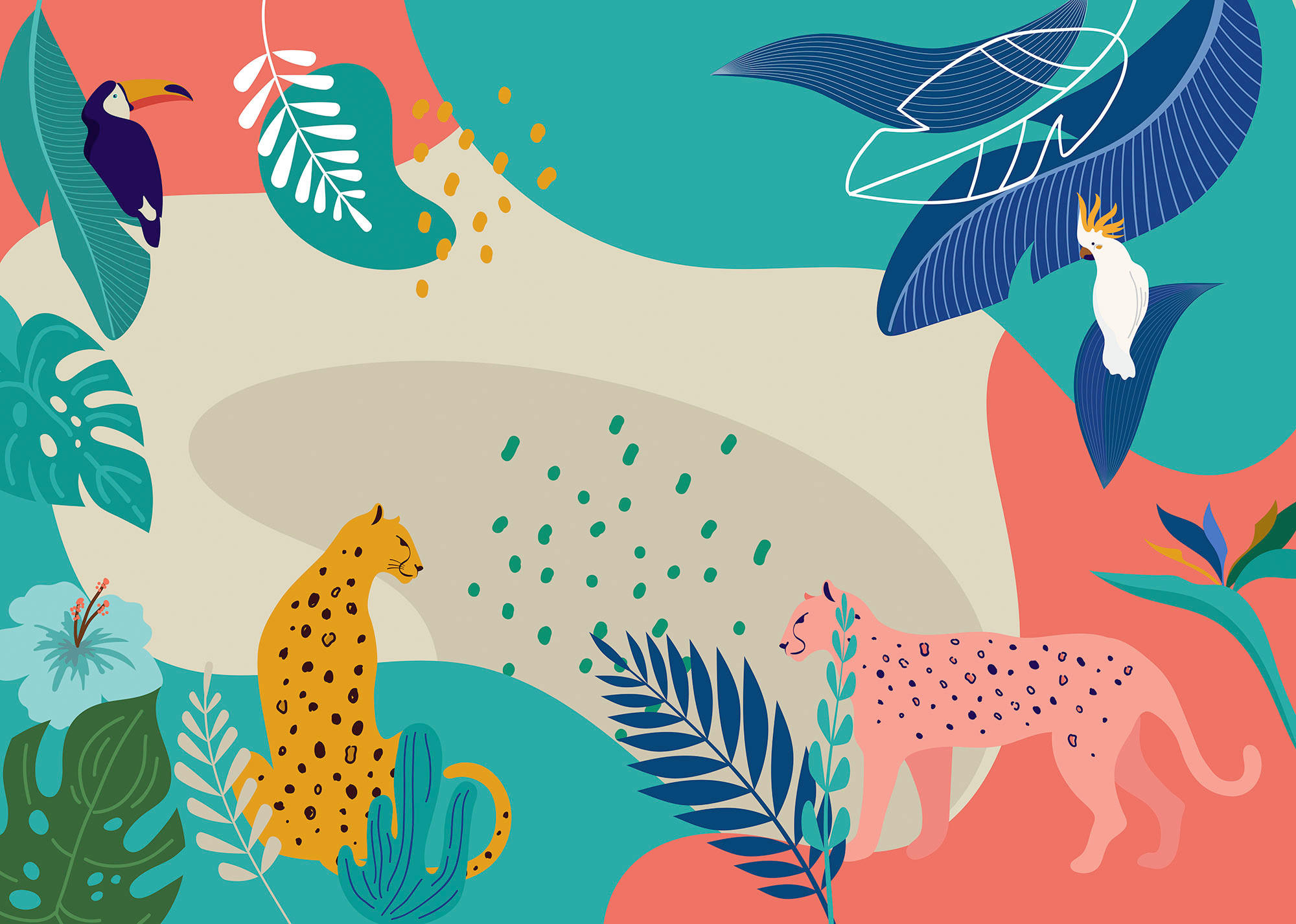 Komar Fototapete Jungle Rendezvous B/L: ca. 350x250 cm Jungle Rendezvous - (350,00/250,00cm) - Komar