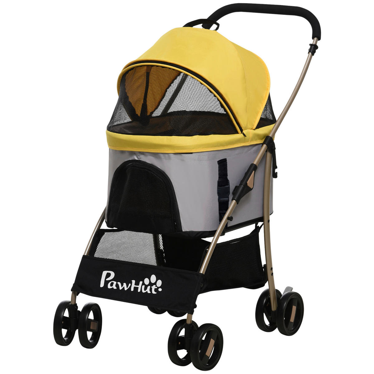 PawHut Hunde-Zubehör gelb Edelstahl B/H/L: ca. 49,5x82x98 cm Hundetrolley - gelb (98,00/49,50/82,00cm) - PawHut
