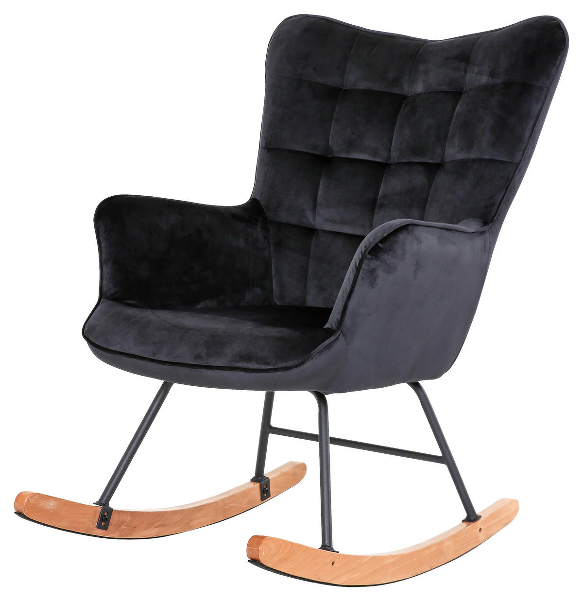byLIVING Schaukelstuhl RICHIE schwarz schwarz natur Stoff Metall Buche B/H/T: ca. 72x92x92 cm RICHIE - natur/schwarz (72,00/92,00/92,00cm) - byLIVING