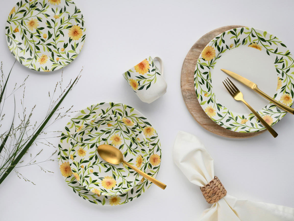CreaTable Kombiservice Amarilla gelb Steingut 16 tlg. Amarilla - gelb - CreaTable