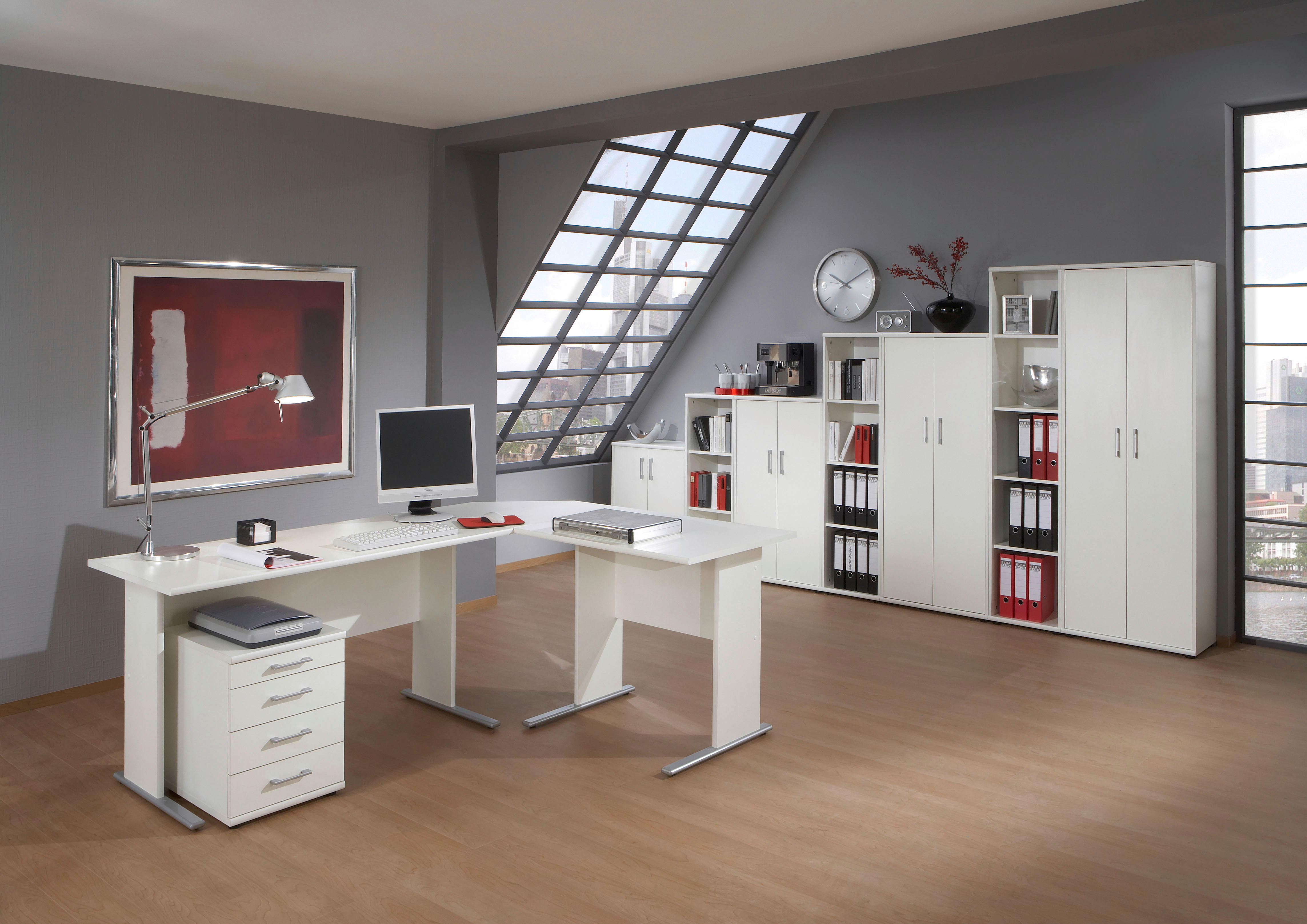 Regal Serie 200 perlweiß B/H/T: ca. 39,3x146,9x34,5 cm Serie 200 - perlweiß (39,30/146,90/34,50cm) - Möbelpartner