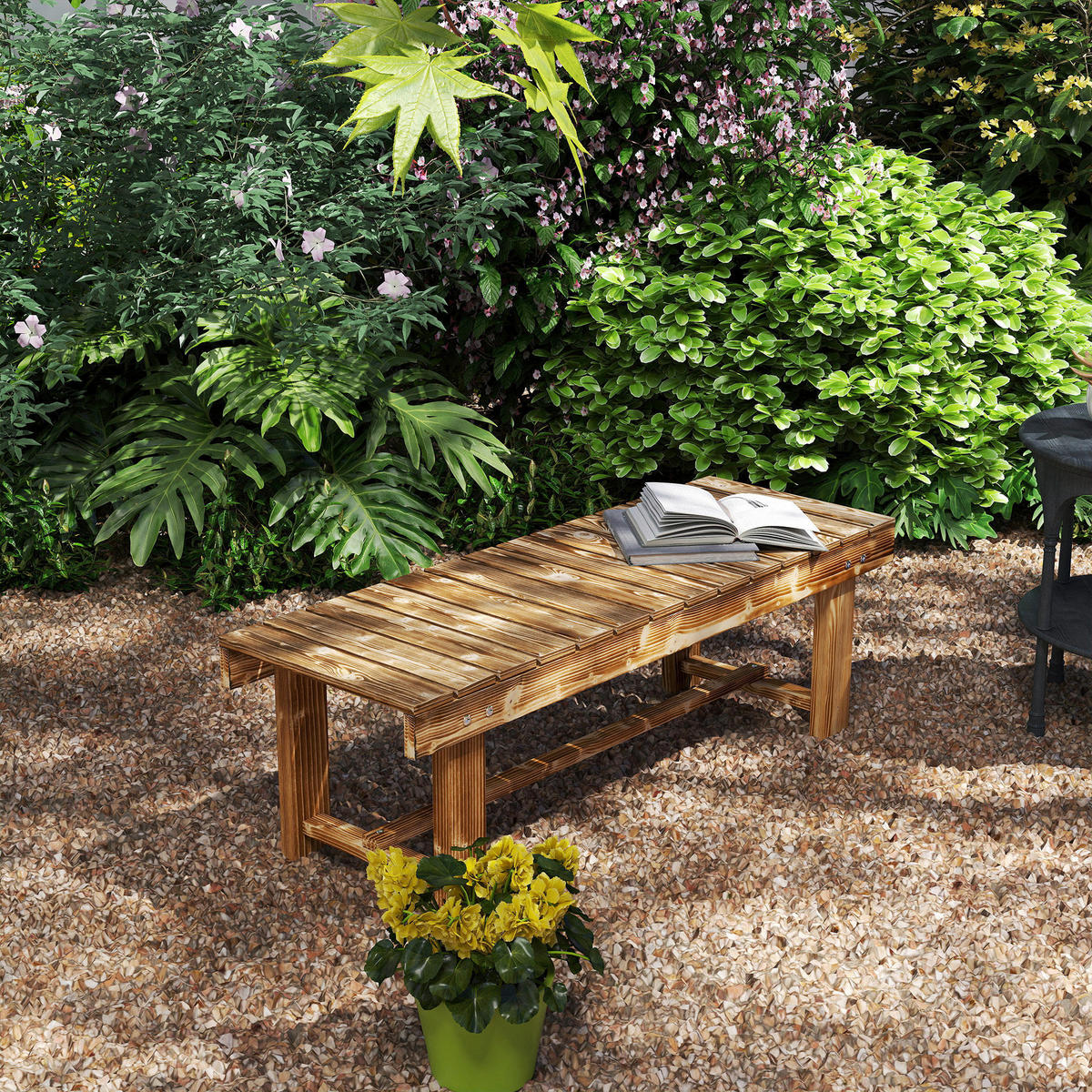 Outsunny Gartenbank braun Holz B/H/L: ca. 38x35x110 cm Gartenbank - braun (110,00/38,00/35,00cm) - Outsunny