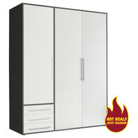 Kleiderschrank Lyss Graphit weiß B/H/T: ca. 155x194x58 cm Lyss - weiß/Graphit (155,00/194,00/58,00cm)