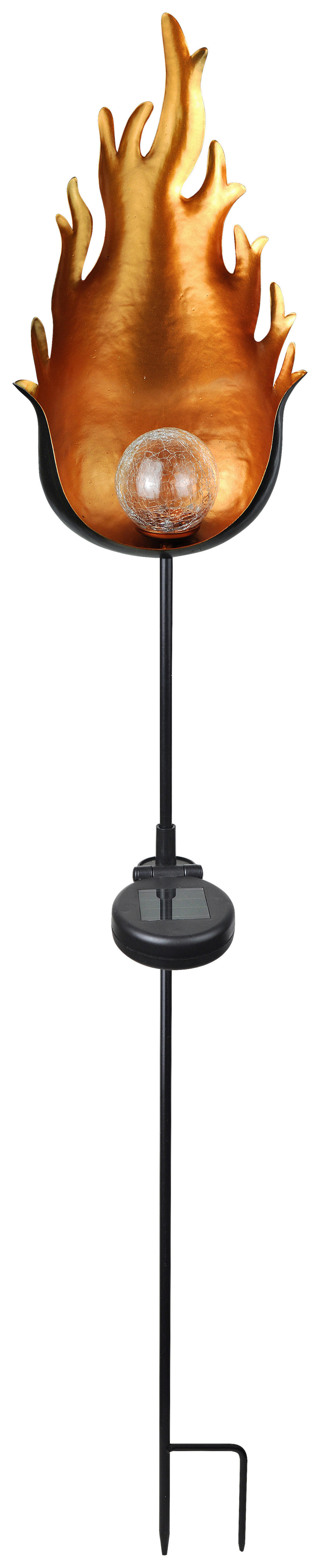 Solarleuchte 33472 rostfarbig Metall Glas H: ca. 94 cm LED-Solarleuchte Firebowl - rostfarbig (94,00cm) - GLOBO