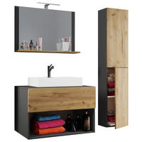 Waschplatz 4tlg-Lendas anthrazit Eiche Honig Nachbildung weiß B/H/T: ca. 80x150x52 cm 4tlg-Lendas - Eiche/weiß (80,00/150,00/52,00cm) - VCM Möbel