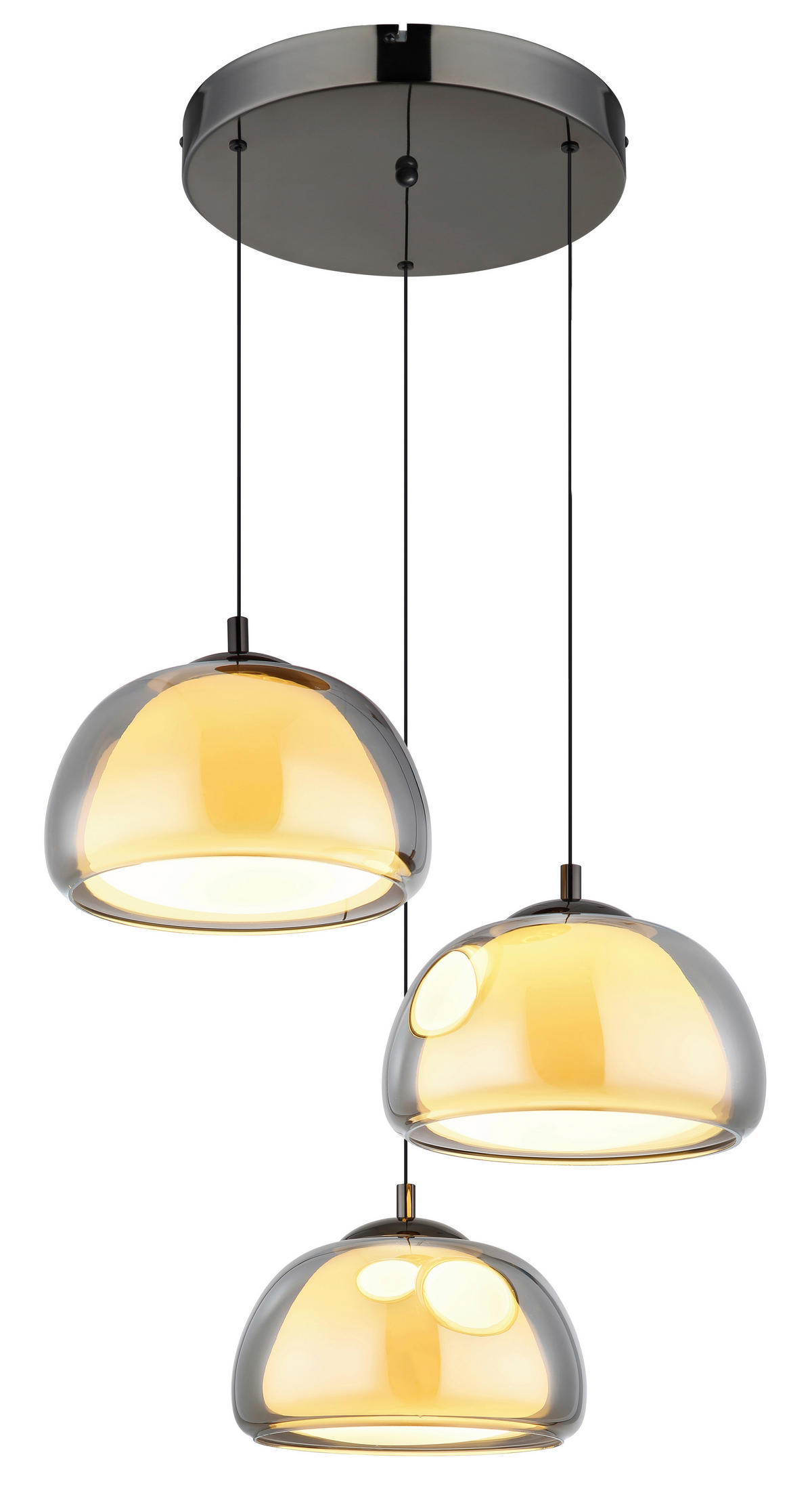 GLOBO Hängeleuchte Chrom schwarz Glas Metall B/H/L: ca. 53x25,5x57 cm Hängeleuchte-Avila - schwarz/Chrom (57,00/53,00/25,50cm) - GLOBO