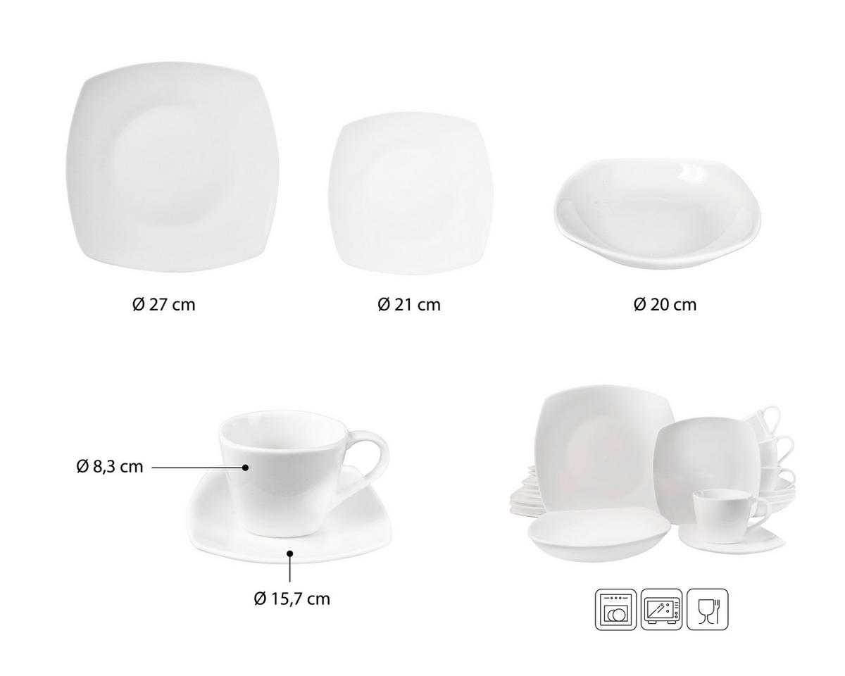 ECHTWERK Kombiservice Classic weiß Porzellan 20 tlg. Classic - weiß (39,00/27,00/29,00cm) - ECHTWERK
