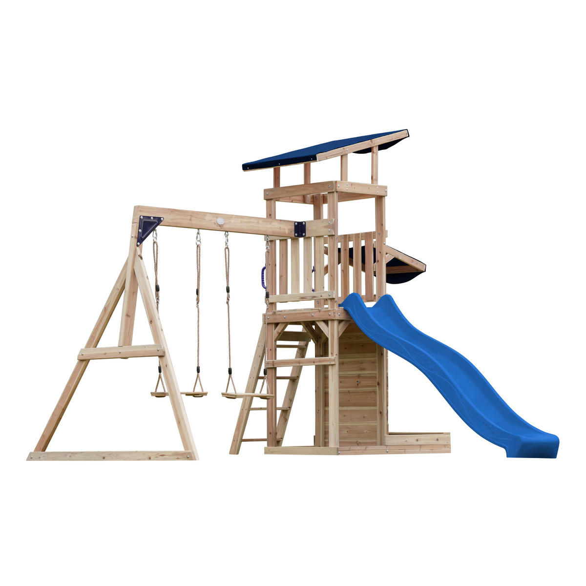 AXI Spielturm Malik braun B/H/L: ca. 345x270x336 cm Malik - braun/blau (336,00/345,00/270,00cm) - AXI