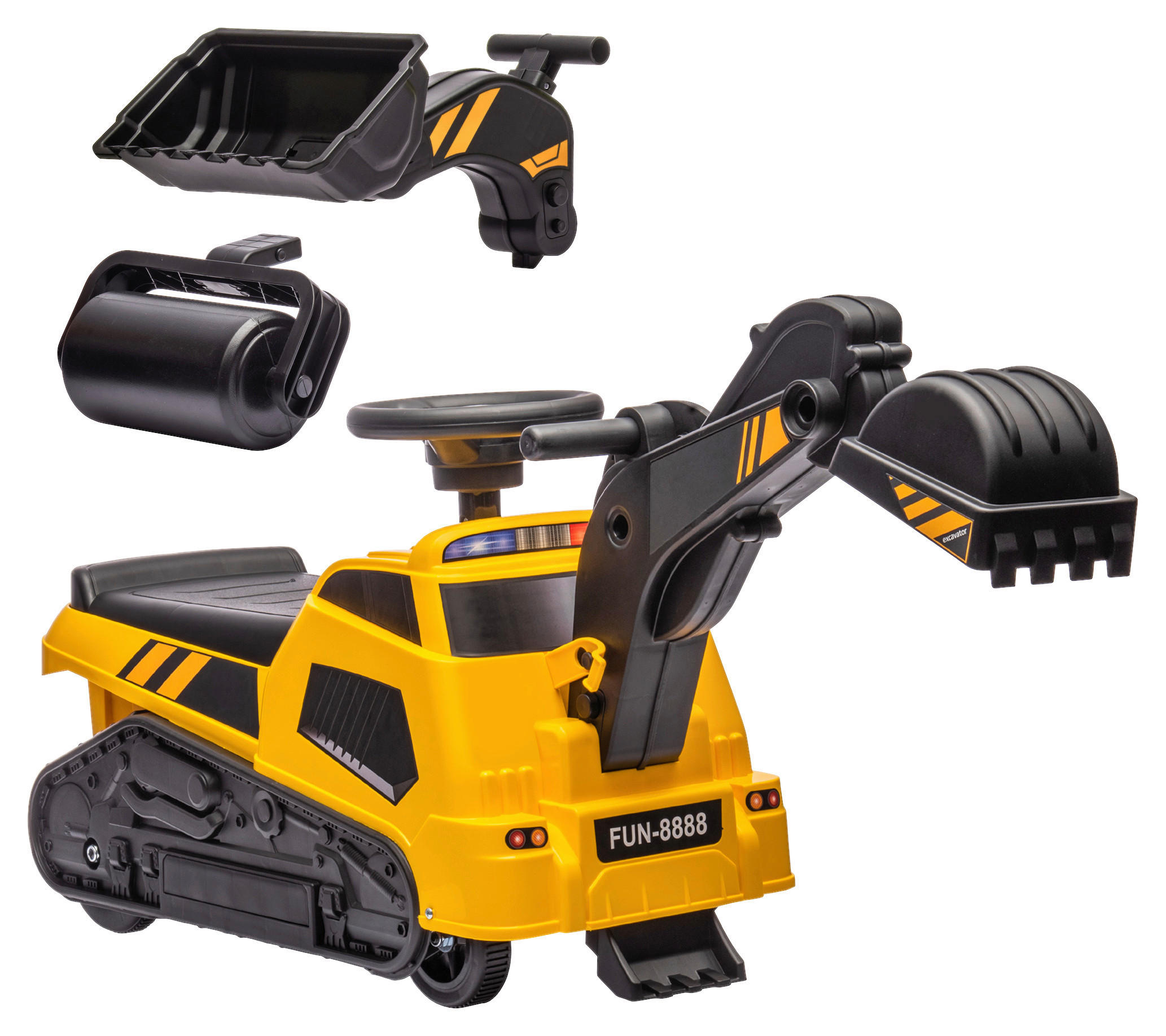 HOMCOM Kinder-Fahrzeug gelb B/H/L: ca. 43x100x48,5 cm Sitzbagger - gelb (48,50/43,00/100,00cm) - HOMCOM