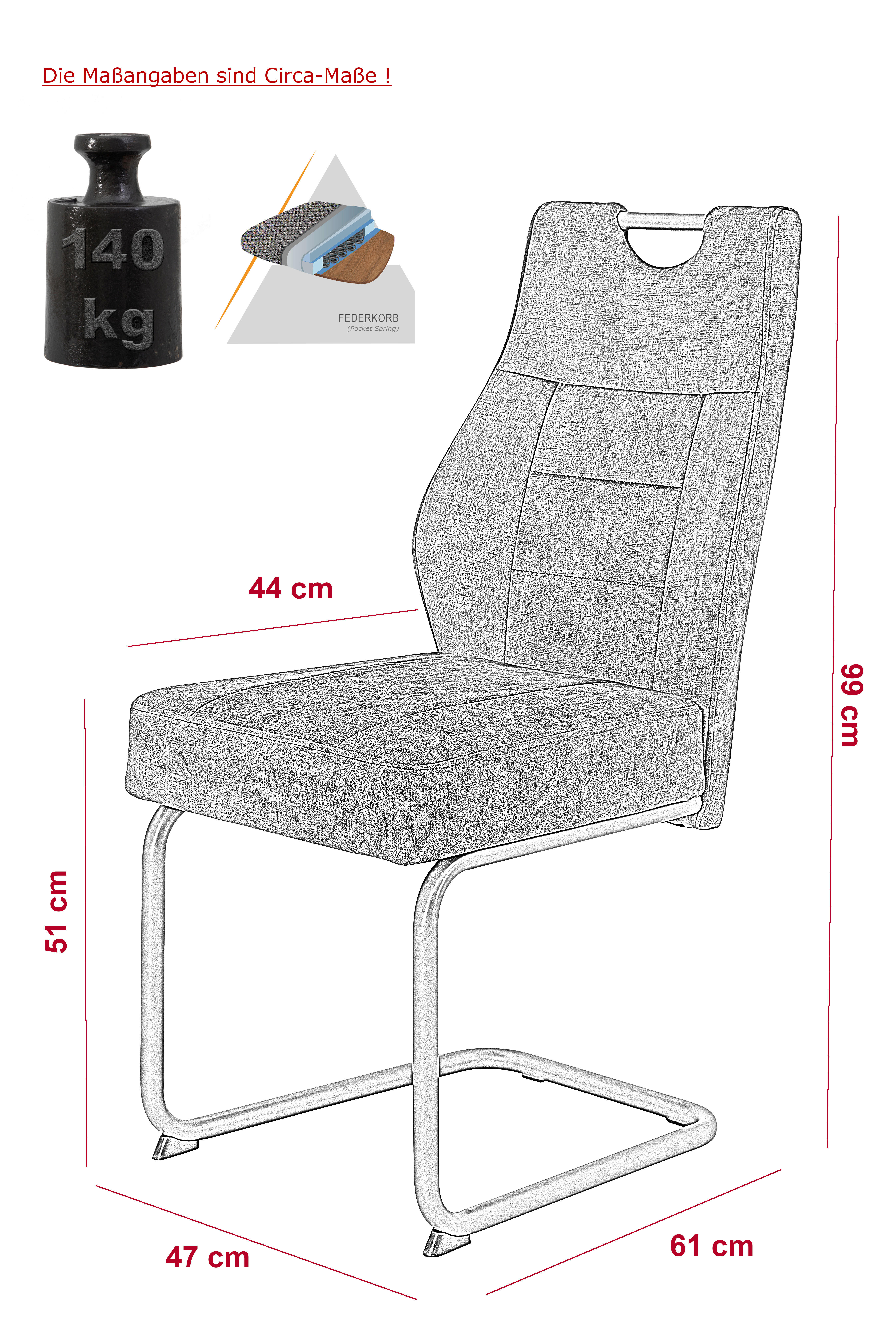 Schwingstuhl Linda 2er Set anthrazit Vintage Microfaser B/H/T: ca. 47x99x61 cm Linda 2er Set - anthrazit/grau (47,00/99,00/61,00cm) - Hela