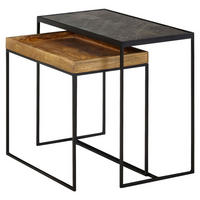 Beistelltisch 2er-Set. braun Holz B/H/T: ca. 60x50x30 cm 2er-Set. - braun (60,00/50,00/30,00cm) - Wohnling