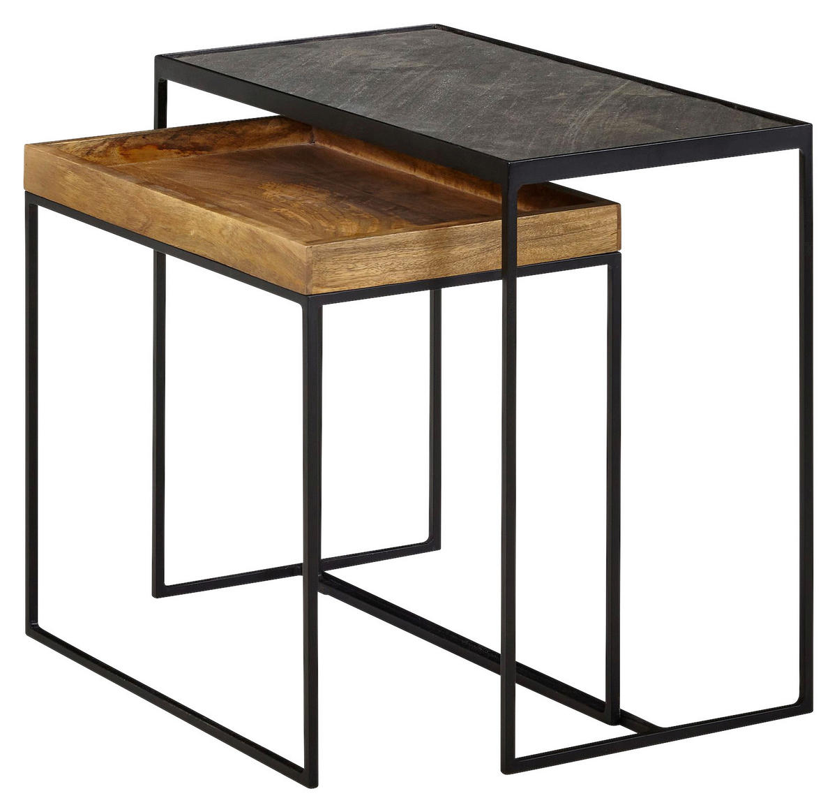 Beistelltisch 2er-Set. braun Holz B/H/T: ca. 60x50x30 cm 2er-Set. - braun (60,00/50,00/30,00cm) - Wohnling