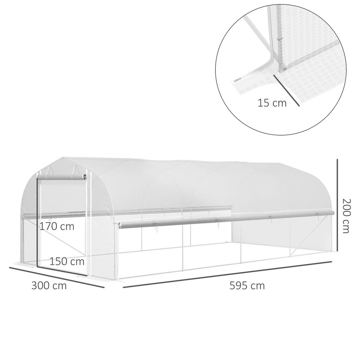 Outsunny Gewächshaus B/H/L: ca. 300x200x595 cm Gewächshaus - weiß (595,00/300,00/200,00cm) - Outsunny